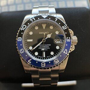 Seiko Mod blue/black marine master automatic watch